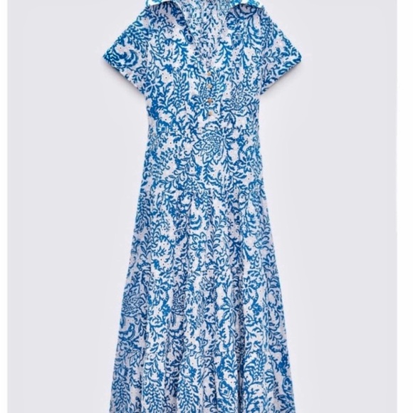 ZARA EYELET PRINTED MIDI DRESS XL - Picture 2 of 11